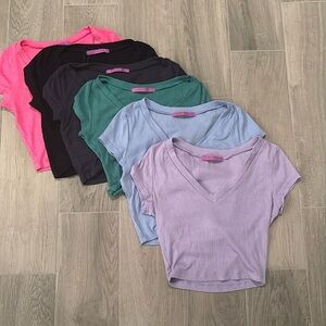 Jac Parker Women’s Pack Of 6 Colored Cropped T-Shirts Size S
